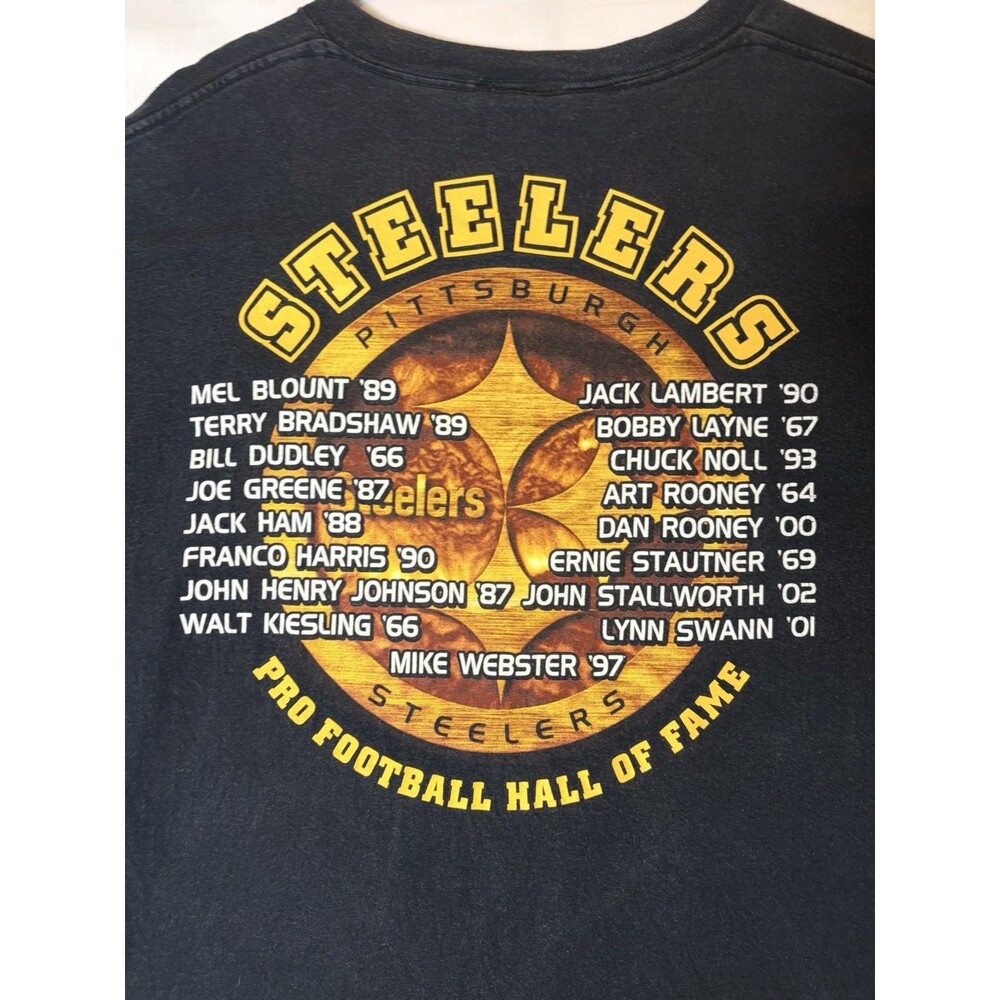 Reebok Pittsburgh Steelers T-Shirt Pro Football Hall Of Fame Vintage Black Men’s